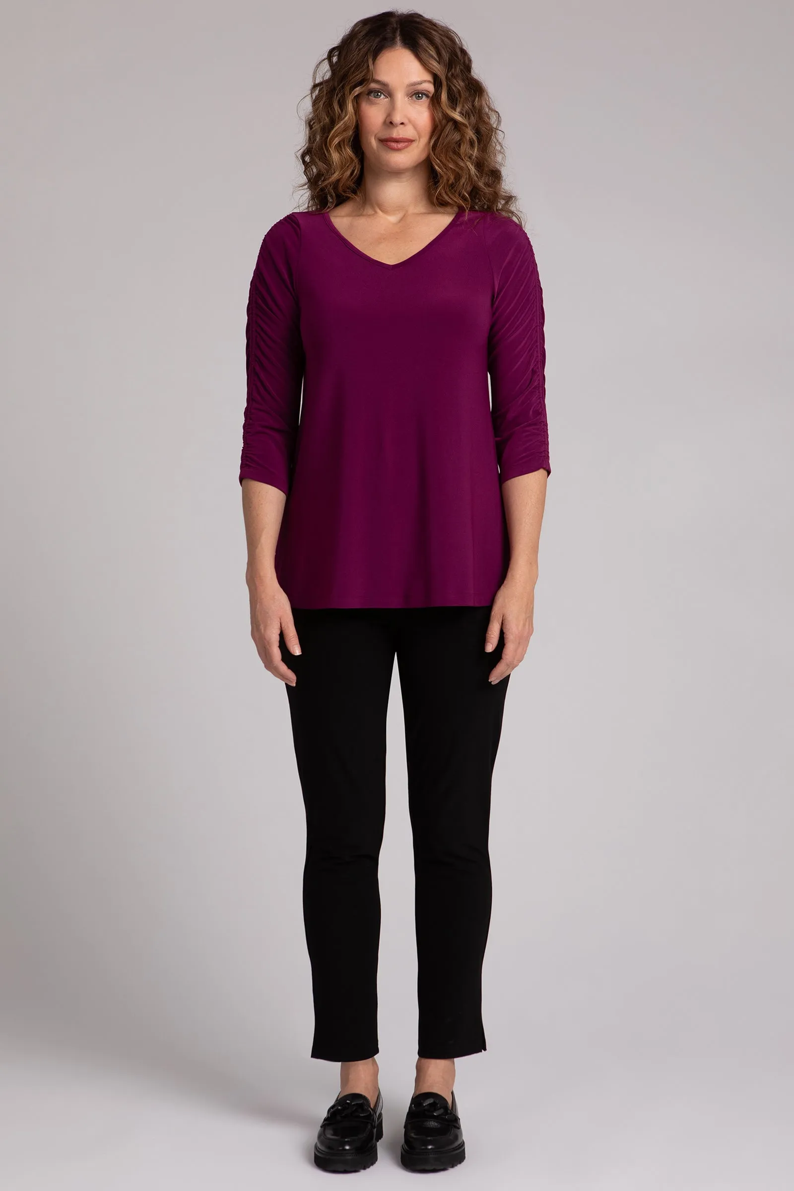 Revelry Top with Rusched Sleeve | Amaranth