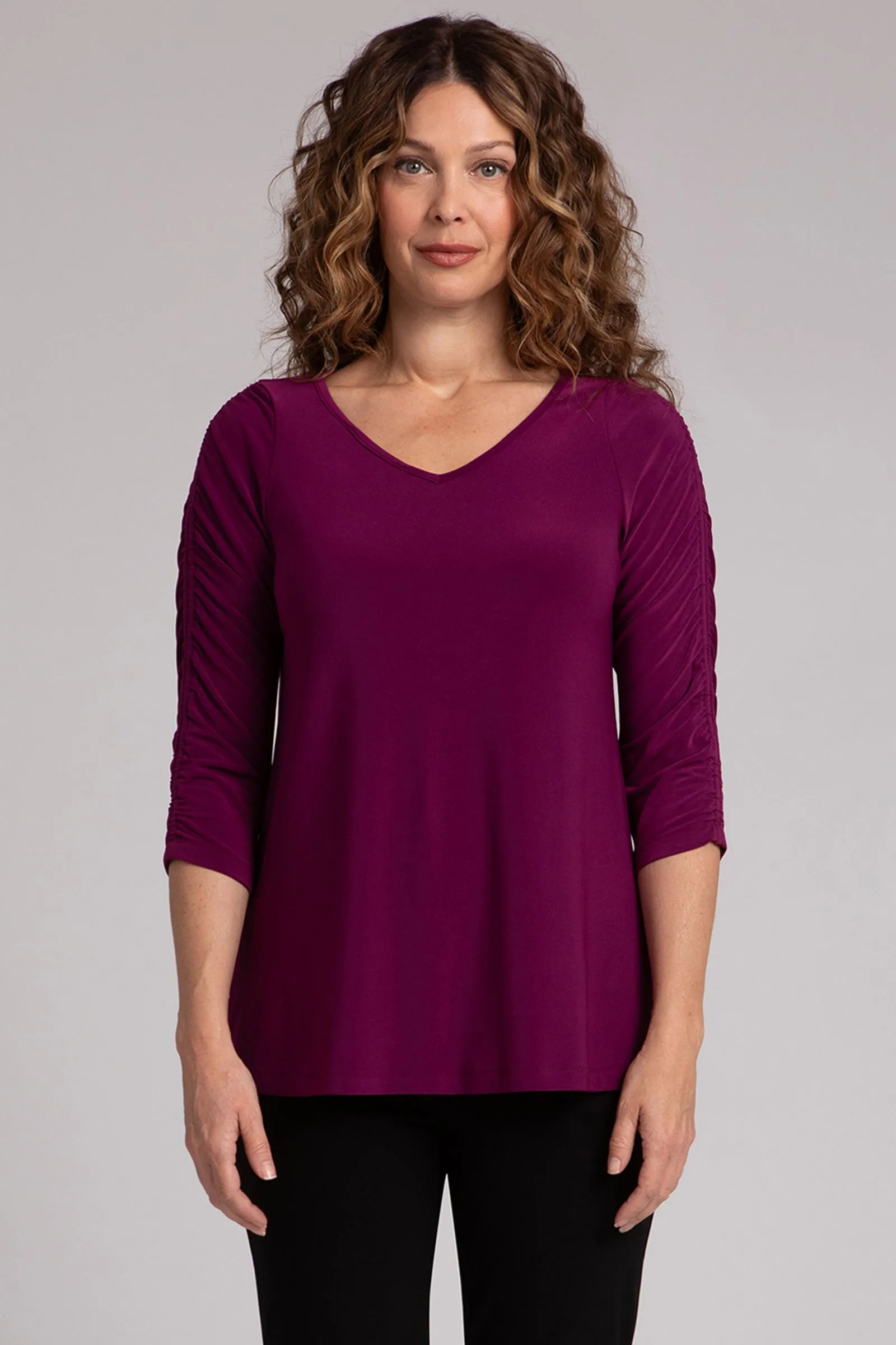 Revelry Top with Rusched Sleeve | Amaranth