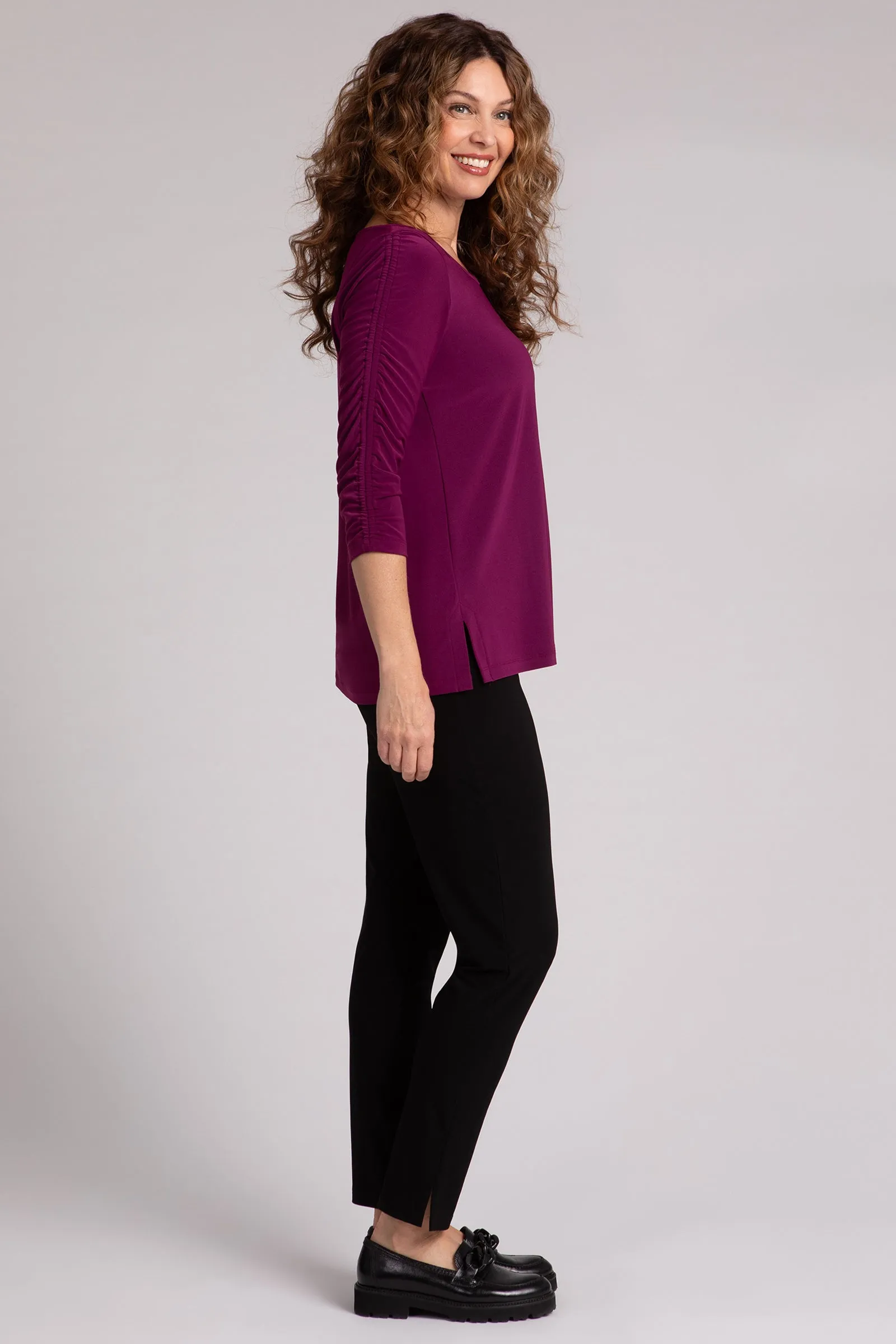 Revelry Top with Rusched Sleeve | Amaranth