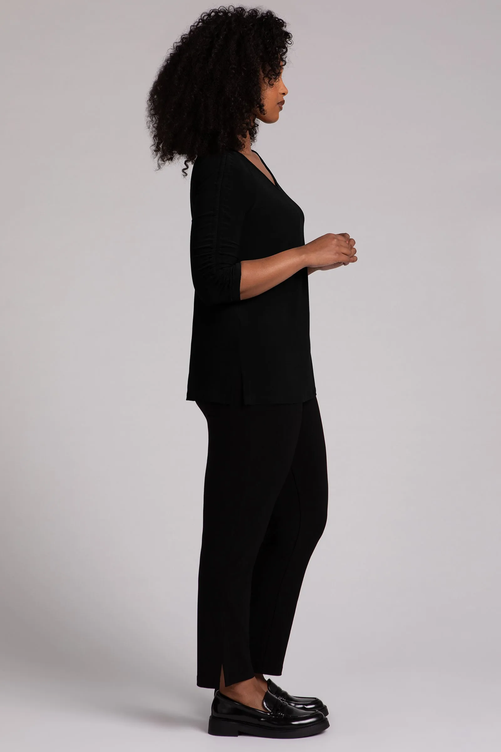 Revelry Top with Rusched Sleeve | Black