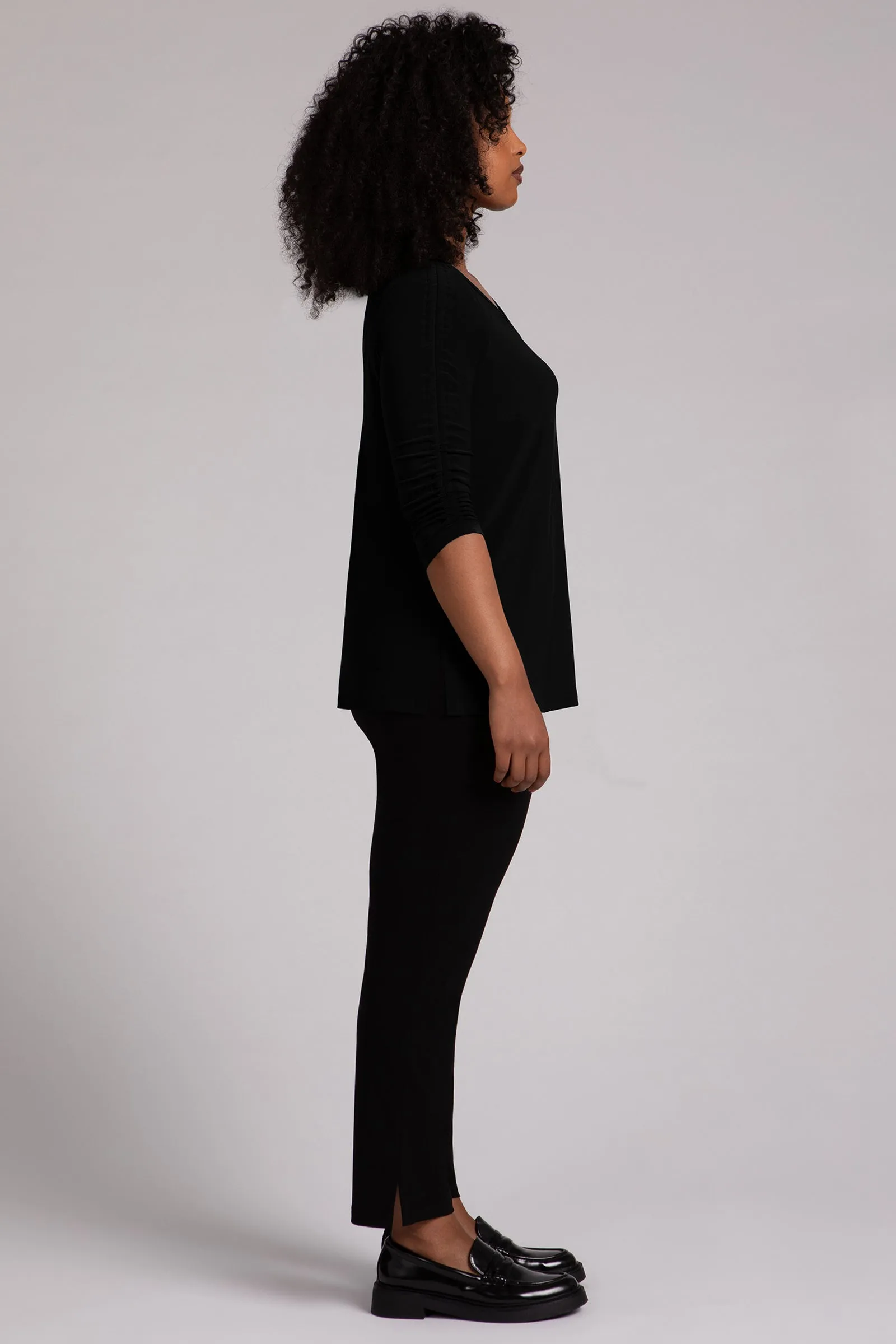 Revelry Top with Rusched Sleeve | Black