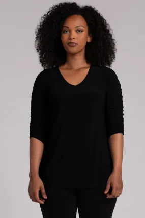 Revelry Top with Rusched Sleeve | Black