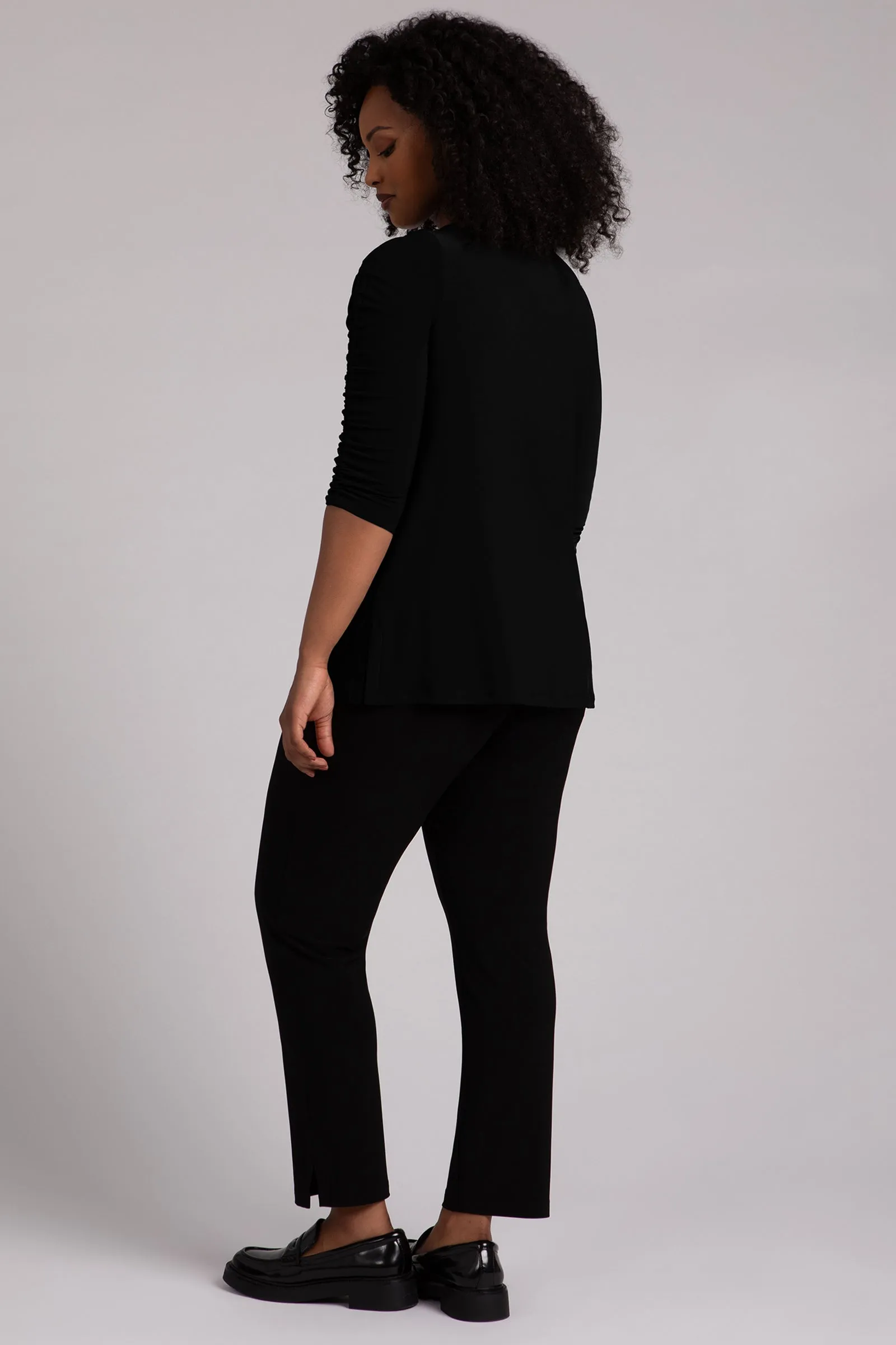 Revelry Top with Rusched Sleeve | Black