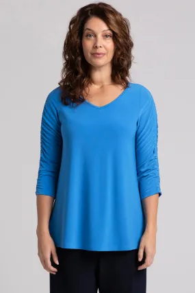 Revelry Top with Rusched Sleeve | Marine