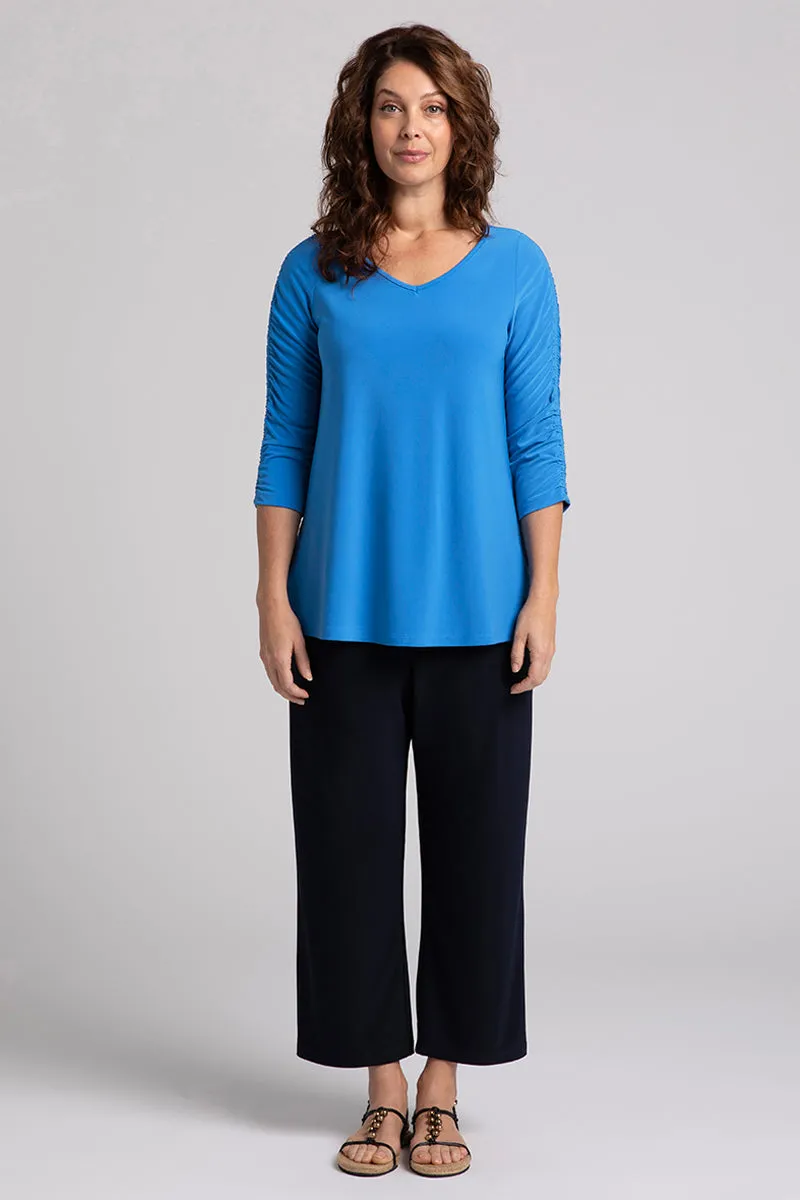 Revelry Top with Rusched Sleeve | Marine