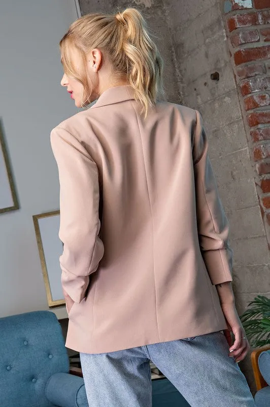 Ruched Sleeve Blazer