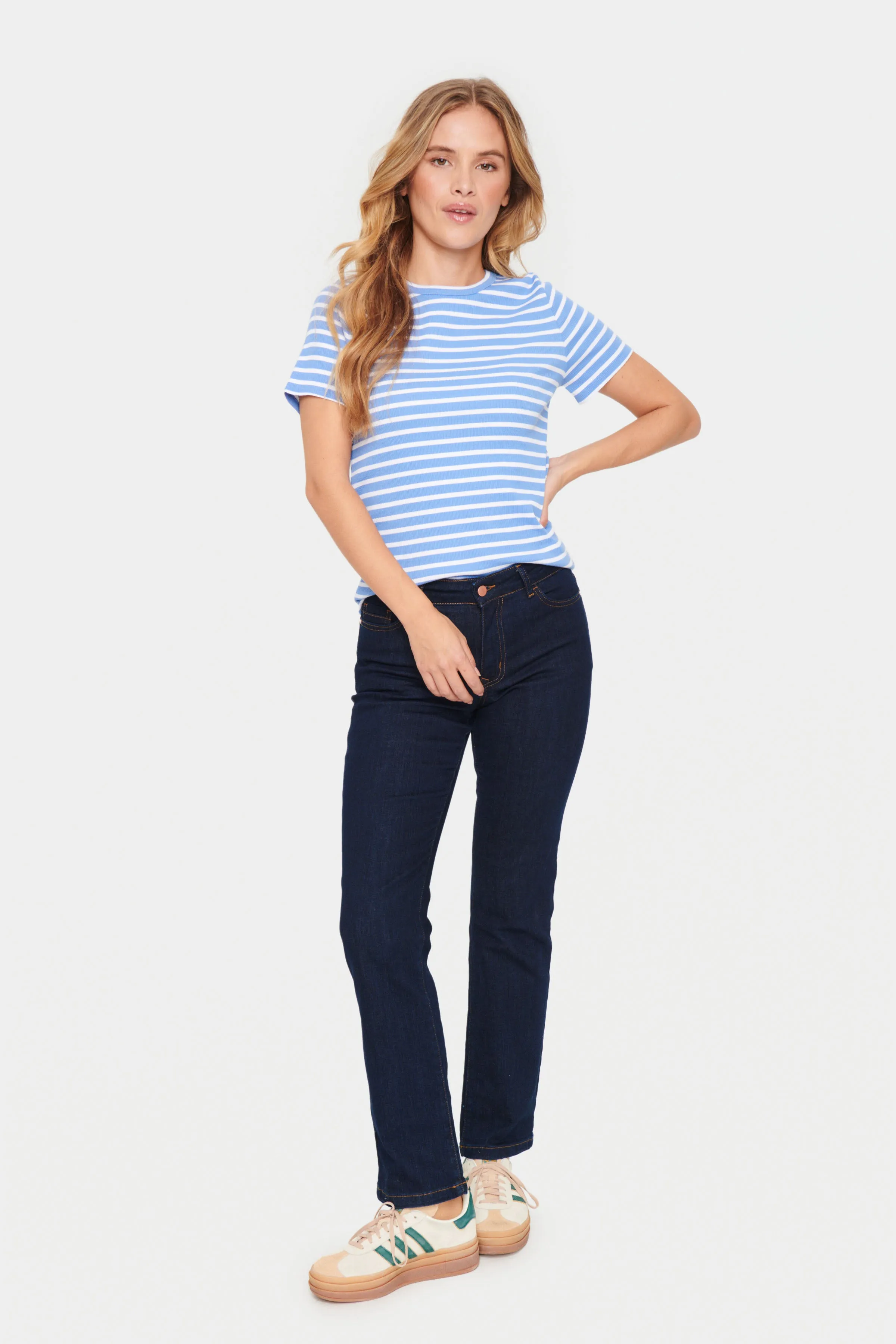 Saint Tropez Aster Striped Short Sleeved Tee In Ultramarine