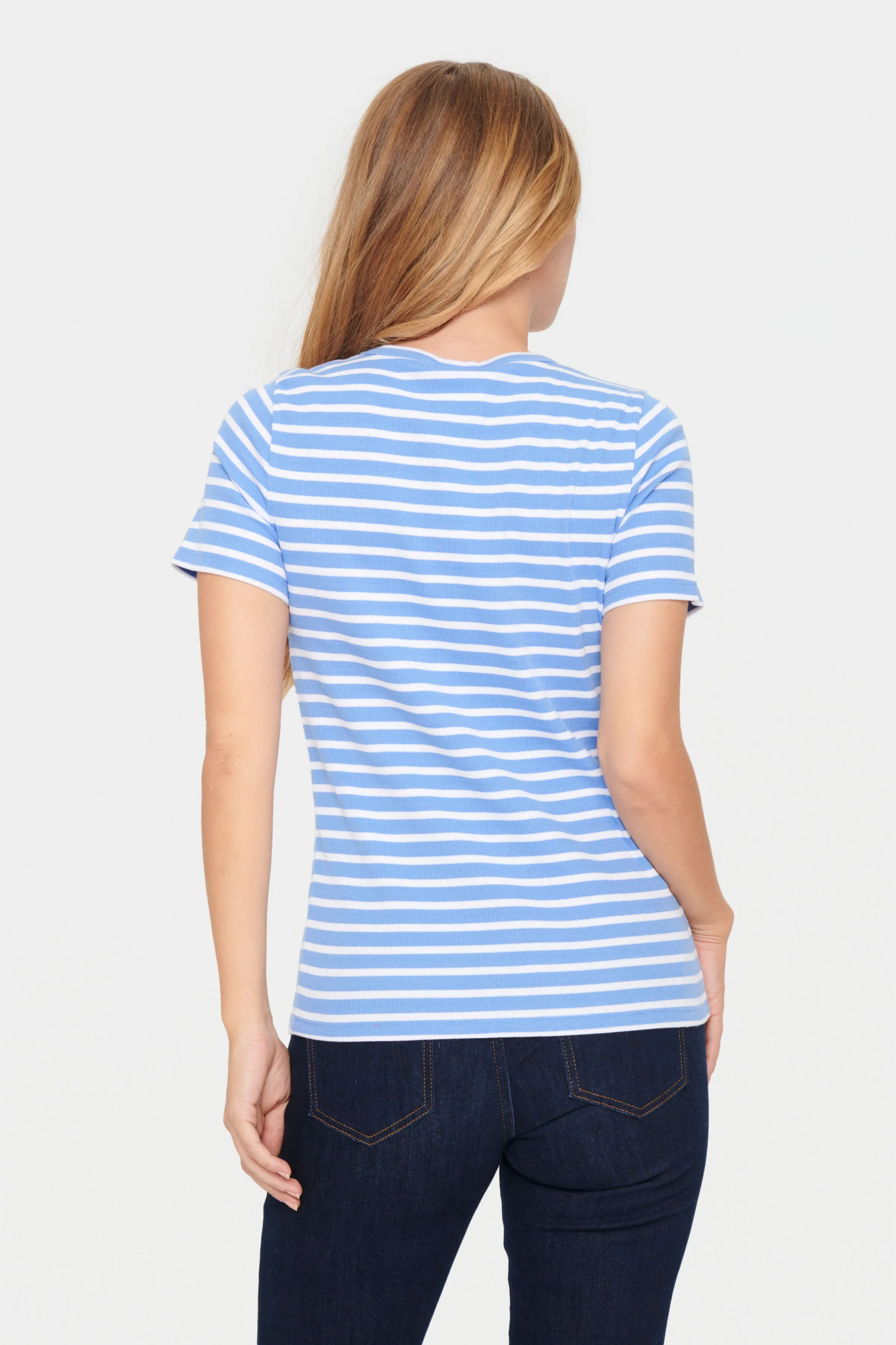 Saint Tropez Aster Striped Short Sleeved Tee In Ultramarine