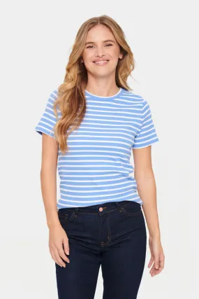 Saint Tropez Aster Striped Short Sleeved Tee In Ultramarine