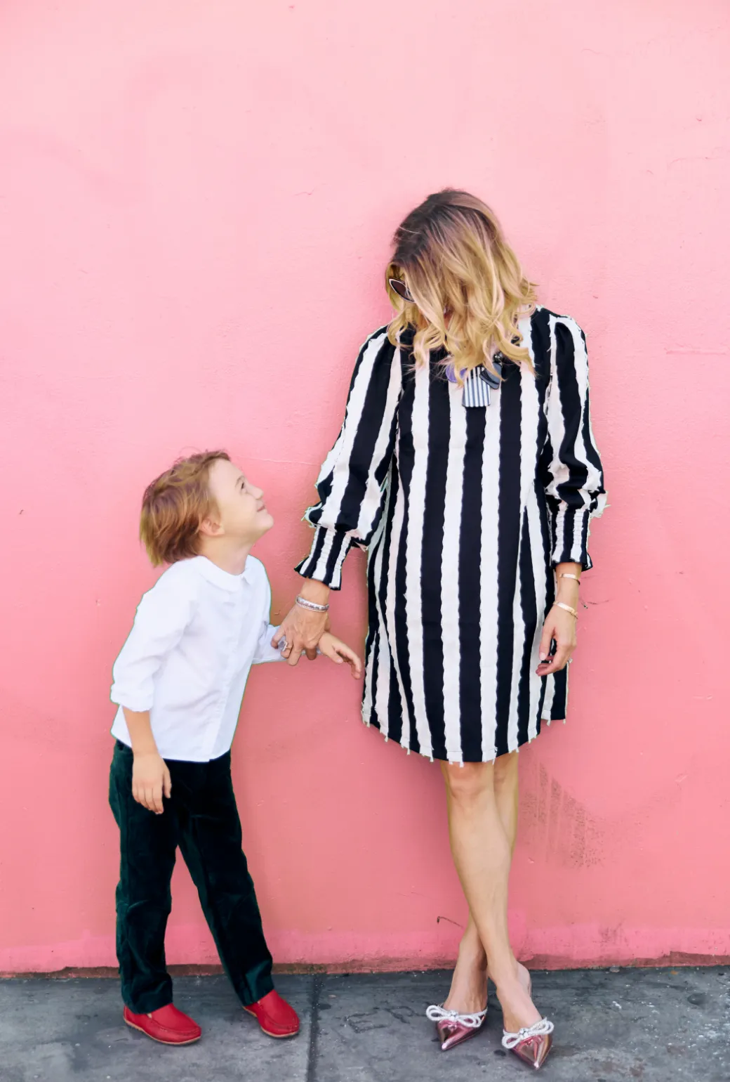 SAMPLE - Long Sleeve Mod Dress - Black & White Bow Stripe