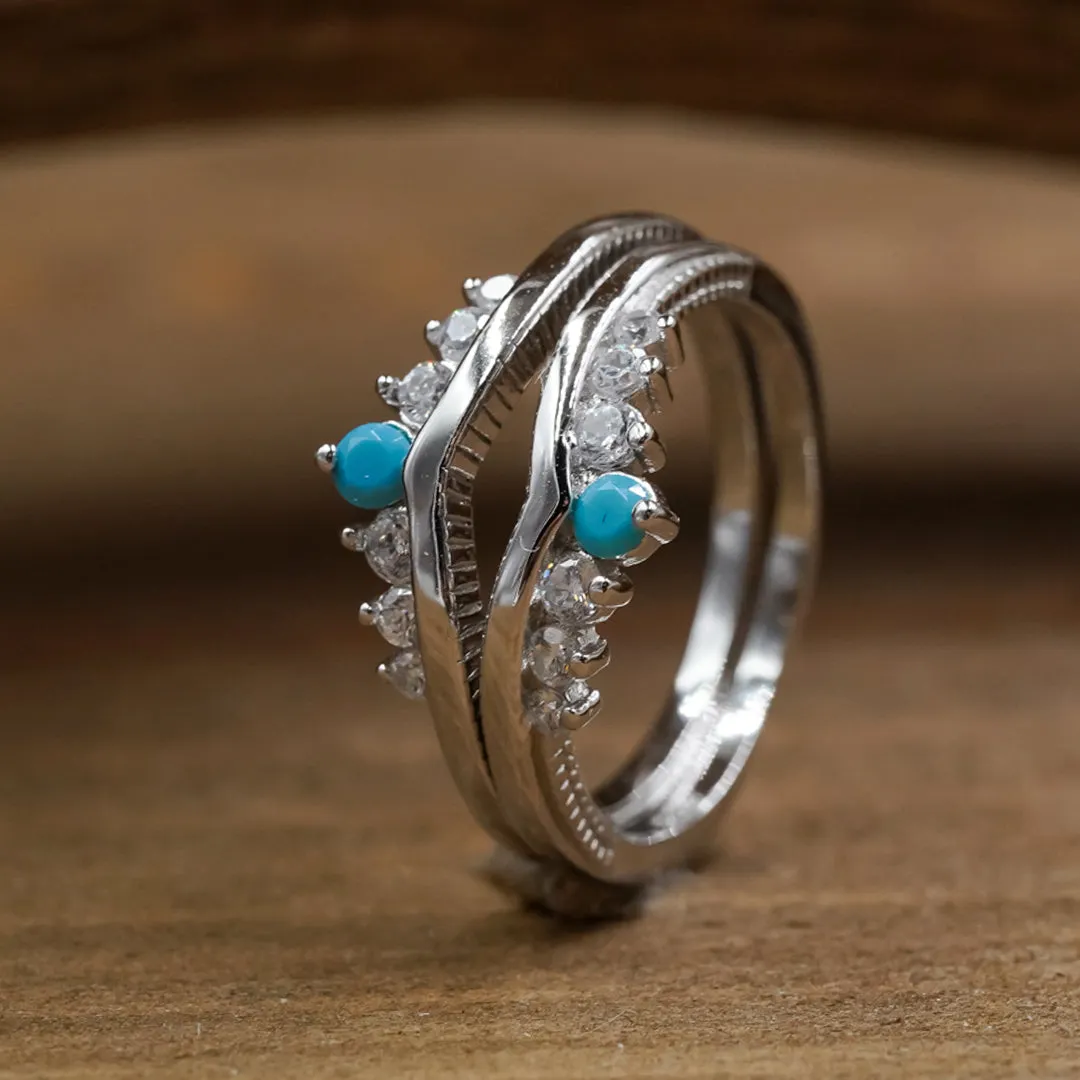 The Turquoise & CZ Wishbone Stacker Set