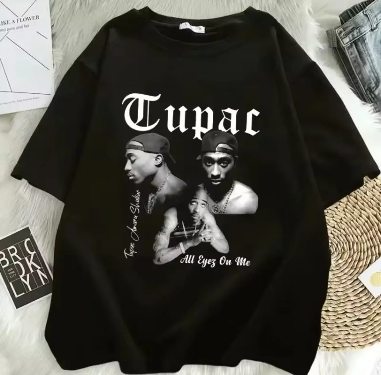 “Tupac Streetwear” Hip Hop, Oversized, T-Shirt, Men / Women, Up To 2XL